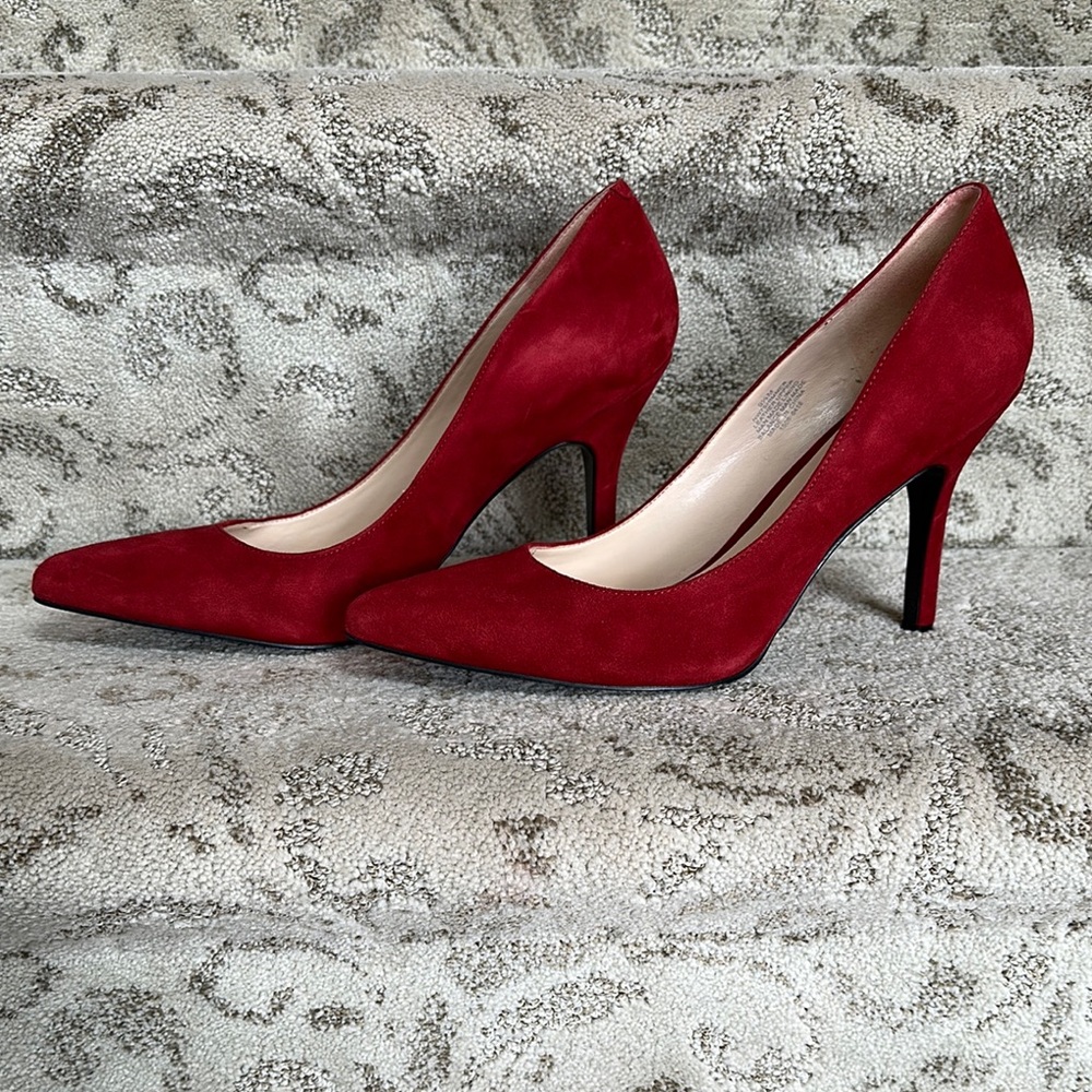 Nine West Red Suede Stiletto Heels - Picture 1 of 5